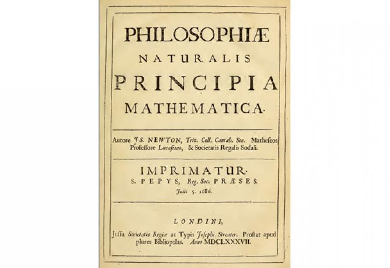 Титульная страница первого издания книги И.Ньютона «Математические начала натуральной философии». 1687 г.