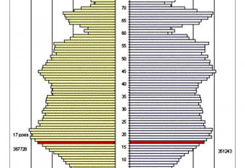 Перспективи ринку освітніх послуг в Україні: «статево-вікова піраміда» за 2005 рік