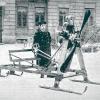 Student I. Sikorsky and his airships in the yard of the house in Kyiv, where he lived, in 1910.